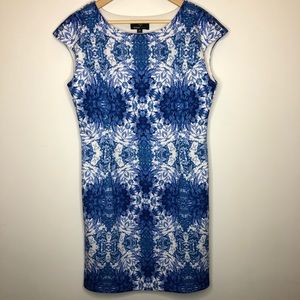 Ronni Nicole Blue & White Printed Dress